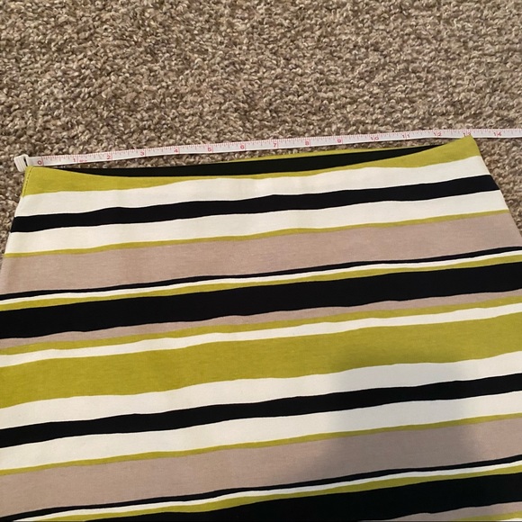 Ann Taylor Chartreuse Stripe Stretch-Knit High-Rise Pencil Mini Skirt 0P NWT - Picture 6 of 7